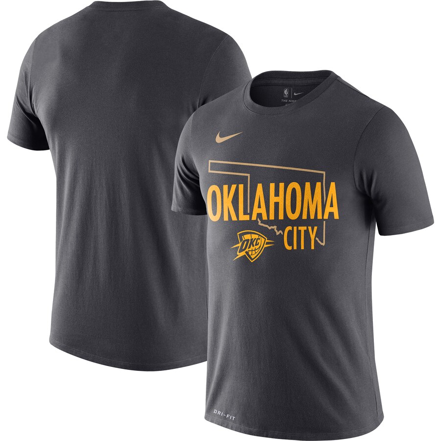 Men 2020 NBA Nike Oklahoma City Thunder Anthracite 201920 City Edition Hometown Performance TShirt->nba t-shirts->Sports Accessory